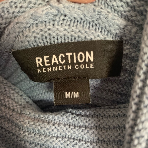 Kenneth Cole Reaction Sweater, knit blue turtleneck, size medium - Picture 2 of 4